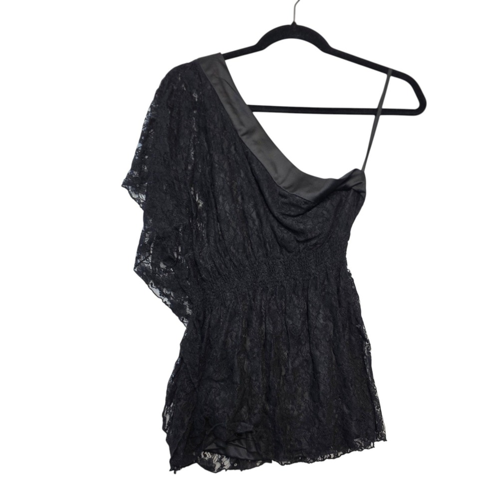CHiME Black Lace One Shoulder‎ Party Top Women's Size M